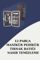 12 Parça Paslanmaz Çelik Kompakt ve Taşınabilir Manikür Makası Tırnak Makası