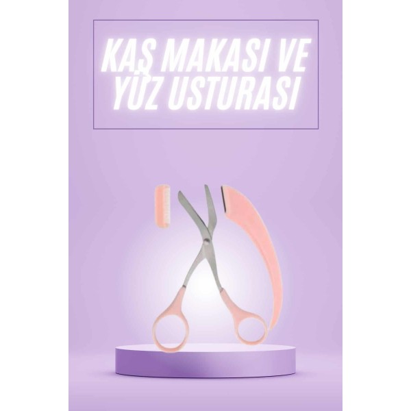 Taraklı Kaş Makası ve Ustura Seti Kaş Düzeltme Makası Kaş Bıyık Alma Aleti