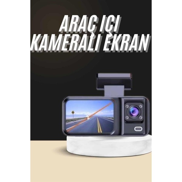 1080p Sürüş Kaydedici 2 İnç Araç Araba Ön İç Arka DVR IPS Ekran