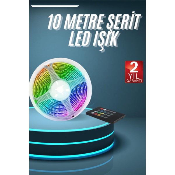 10M Şerit Led İç Mekan Renkli Rgb Şerit Led Kumandalı
