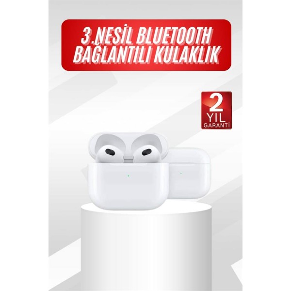 3.Nesil İOS Android Uyumlu Bluetooth 5.0 Beyaz Çağrı Cevaplama