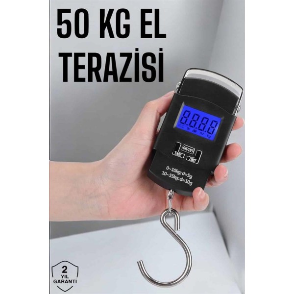 50 Kg El Kantarı Ağırlık Ölçer Dijital Ekranlı Kancalı Portatif