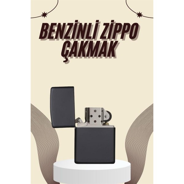 Çakmak Parlak Siyah Benzinli Çakmak Cep Boy Doldurulabilir