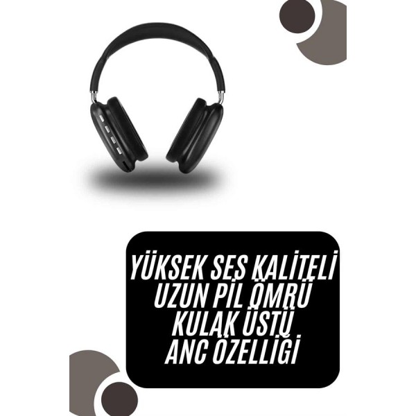 Kulak Üstü Kablosuz Bluetooth Kulaklık Yumuşak Süngerli SD Kart Girişli