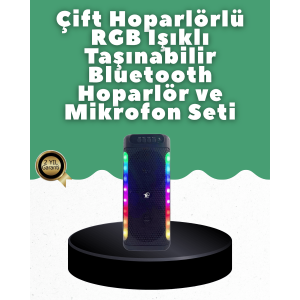 Yüksek Ses Güçlü Kablosuz Hoparlör Karaoke Mikrofonlu