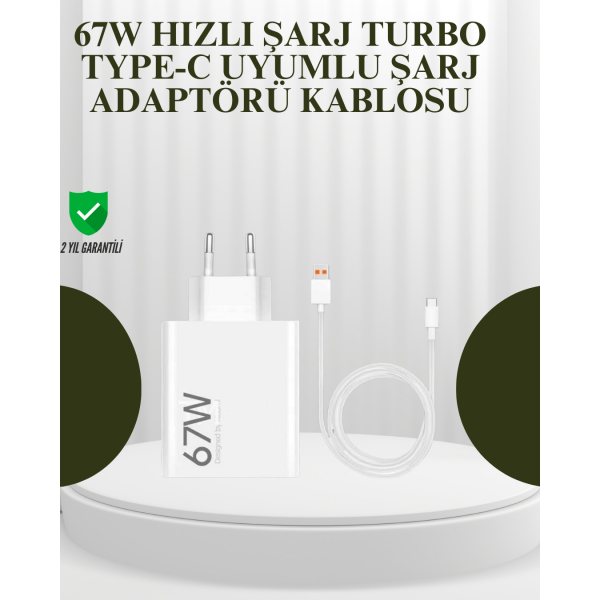 67W Güçlü Şarj Adaptörü ve Turbo Kablo Uzun Ömürlü Dayanıklı Tasarım
