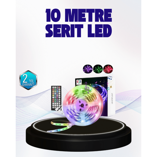 Bluetooth Kontrollü Smart Şerit Led 10M Sese Duyarlı RGB Aydınlatma