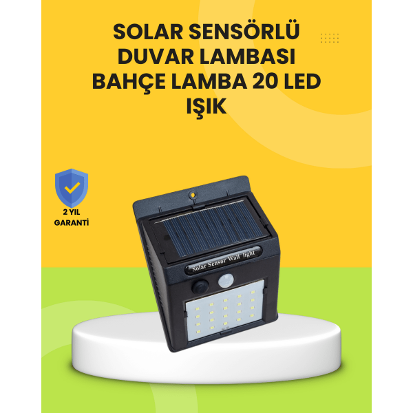 Güneş Paneli ile Şarj Olan 20 LED Dış Mekan Hareket Sensörlü Lamba