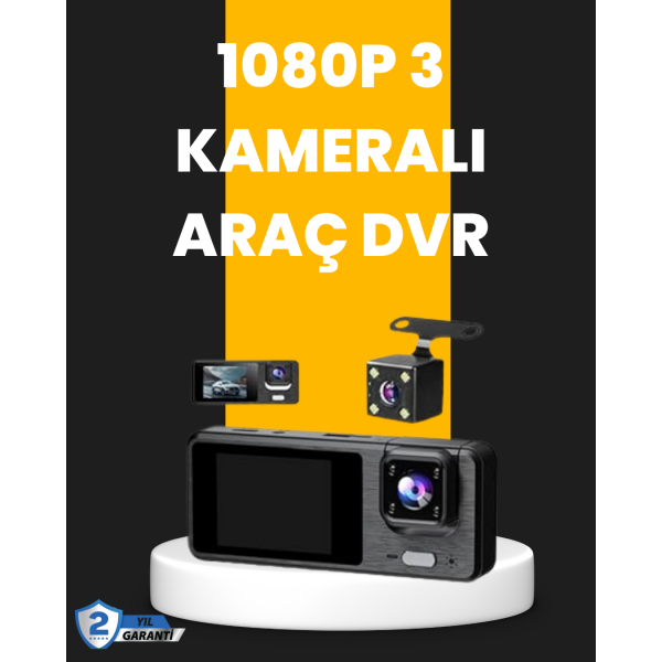 Çok Açılı Araç İçi DVR | Ön İç Arka Kamera, Döngü Video Kaydı