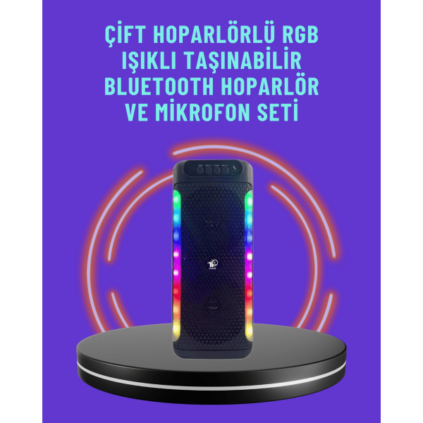 Ev ve Dış Mekan Kullanımına Uygun RGB Işıklı Hoparlör