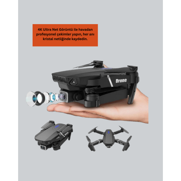 2.4G 4CH Katlanabilir Drone 100 Metre Uçuş Mesafeli