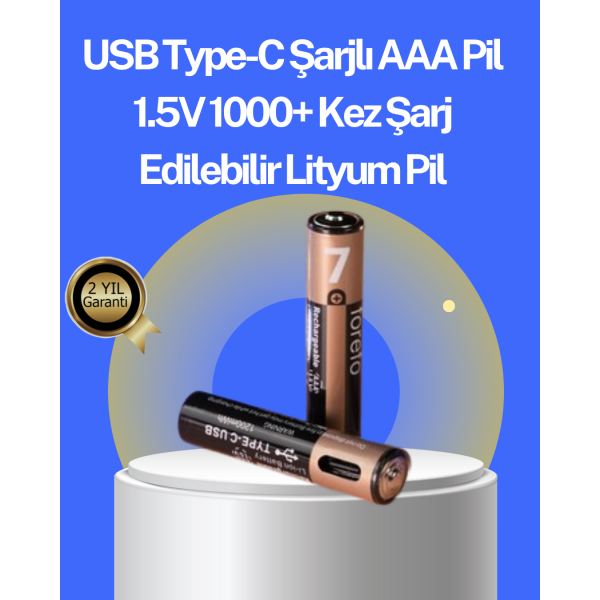 Hızlı Şarj Teknolojili USB Şarjlı AAA Pil – 40 Dakikada Tam Şarj