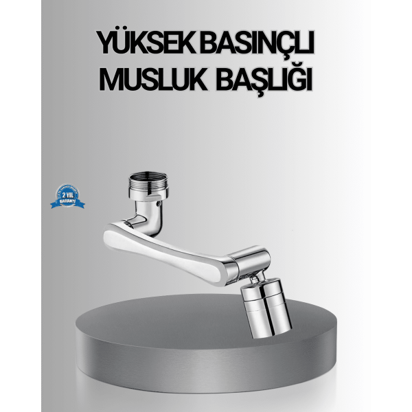 1080° Dönebilen Musluk Başlığı Robotik Kol Havalandırıcı Çok Yönlü Su Yönlendirme