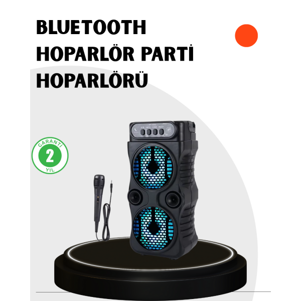Bluetooth Bağlantılı Taşınabilir Hoparlör – LED Işıklı, FM Radyolu, Mikrofon Girişli