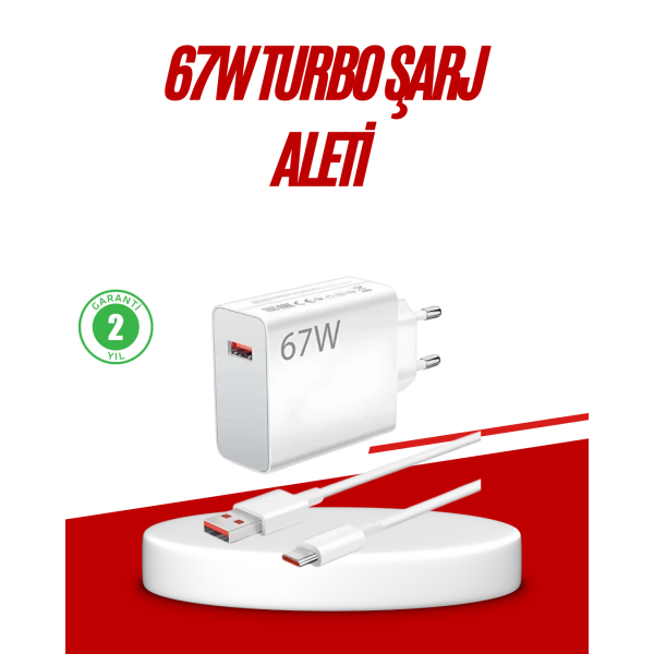 67 Watt Type C Hızlı Şarj Cihazı Huawei P30 P40 Mate 20 Pro Uyumlu