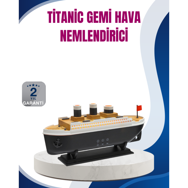 Dekoratif Gemi Modeli 7 Renk Işıklı Hava Nemlendirici ve Oda Kokusu Difüzörü