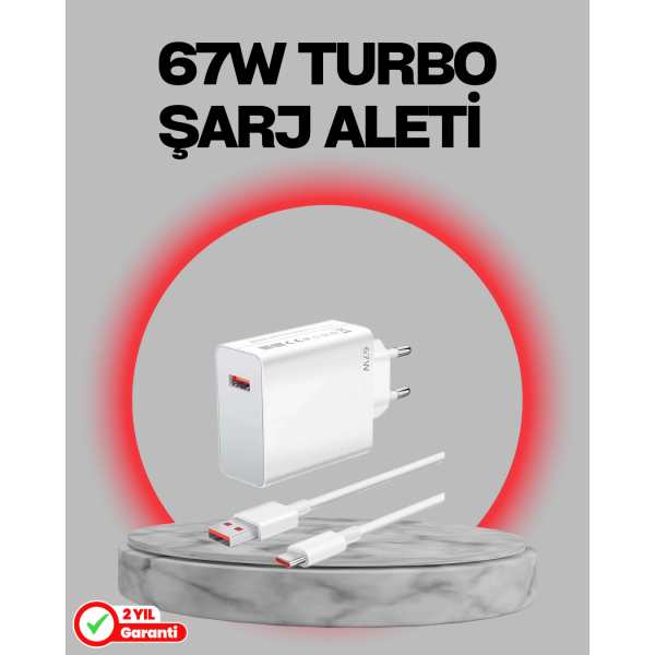 67 Watt Turbo Destekli Şarj Cihazı Honor 50 70 90 Uyumlu