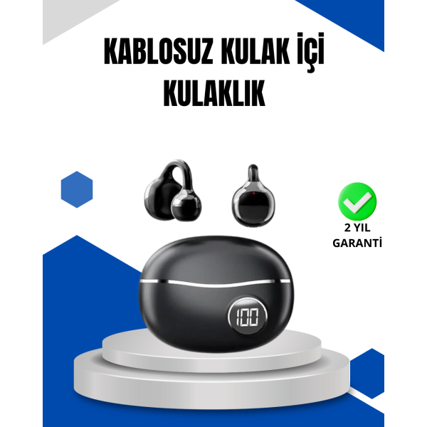 Bluetooth 5.4 Kablosuz Kulaklık – Açık Kulak Güvenli Tasarım ve Hızlı Şarj Özelliği