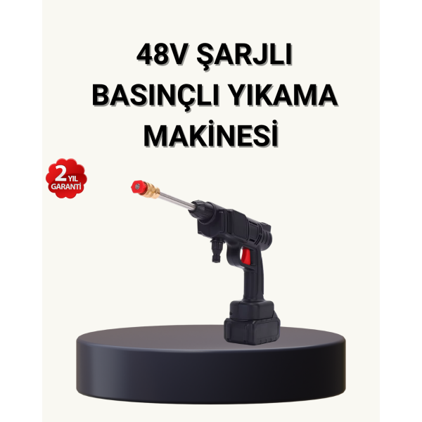 Taşınabilir Basınçlı Yıkama Makinesi – 5m Hortumlu, Köpük Şişeli, 48V Güçlü