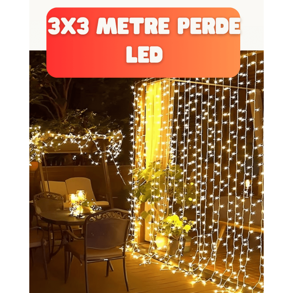 3x3 Metre Şelale LED Perde Işık İç Dış Mekân Dekorasyonu