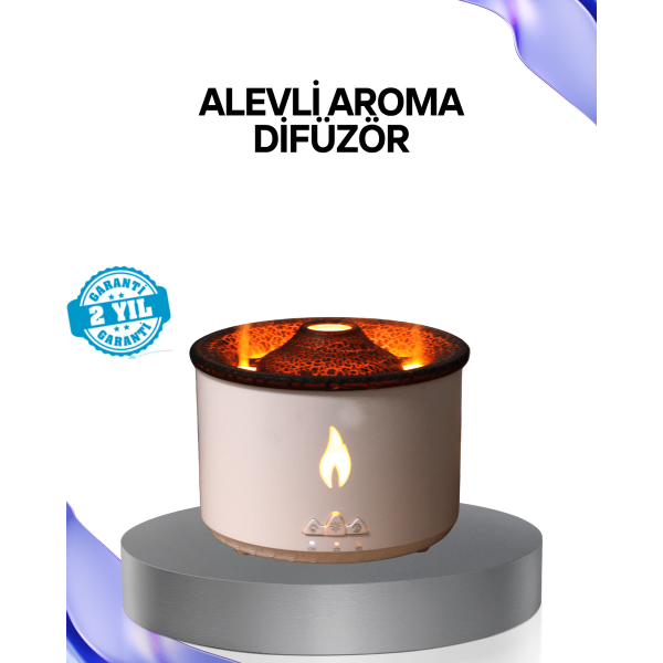 Volkan Efektli Aroma Difüzörü – Sessiz Çalışma, Otomatik Kapanma ve LED Işık