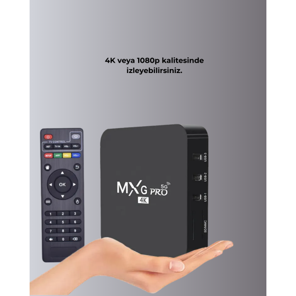 Android TV Box 4K – 2GB RAM 16GB ROM, Kablosuz Wi-Fi Medya Oynatıcı