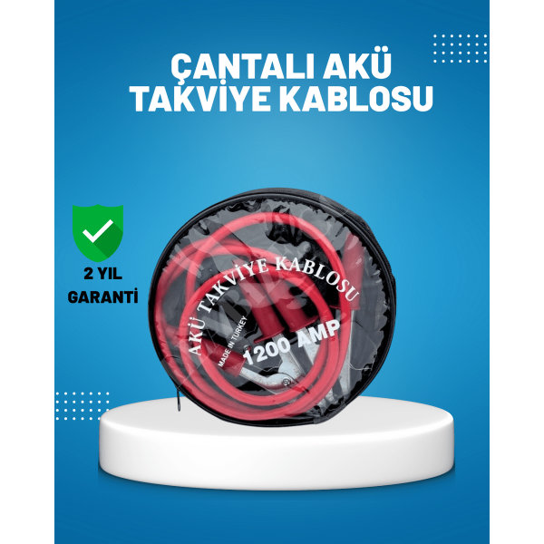1200 Amper Akü Takviye Kablosu 2 Metre İzoleli Bakır Uçlu