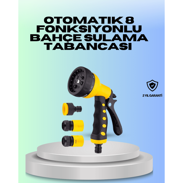Ayarlanabilir Basınçlı 8 Modlu Bahçe Sulama Tabancası Hortum Aparatı