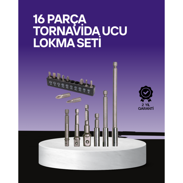 Çok Amaçlı 16lı Bits Uç Seti Dayanıklı Tornavida Adaptör