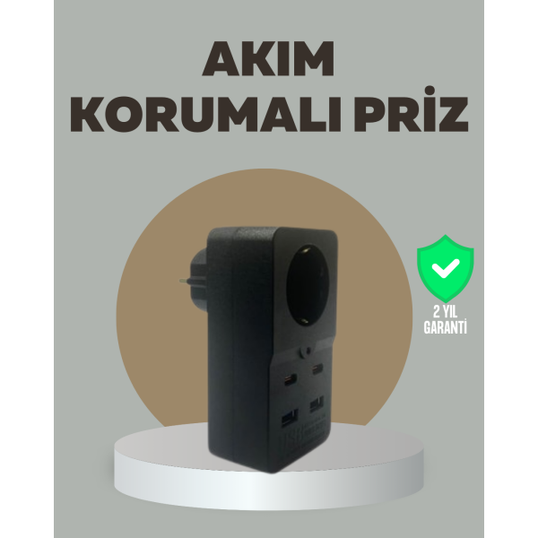 Akıllı Akım Dengelemeli Priz 2500W 4 USB Type C Çıkışlı