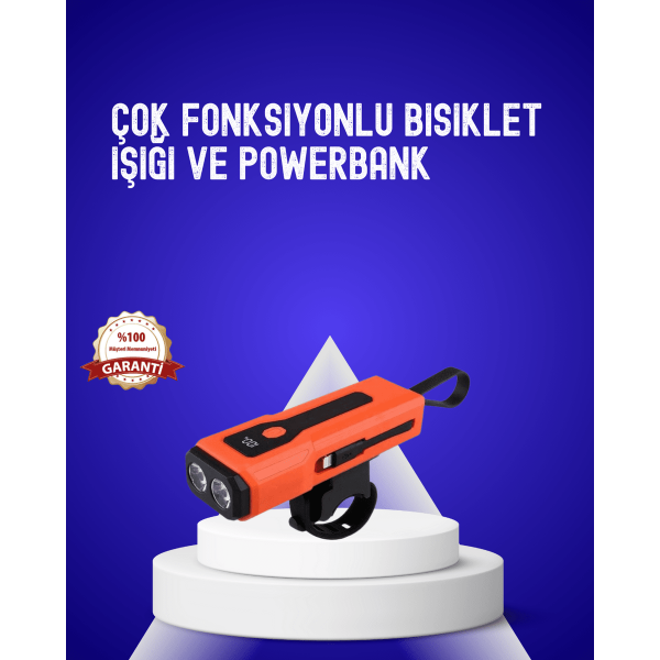 600 Lümen Şarjlı Bisiklet Farı COB Yan Çakar Acil Durum