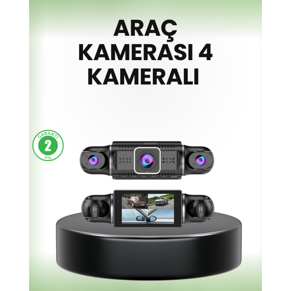 GPS’li 4 Kameralı Araç İç Dış Kayıt Sistemi 1080P WiFi Destekli