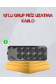 10 Prizli Uzatma Kablosu Termal Koruma USB Type-C Hızlı Şarj 2500W