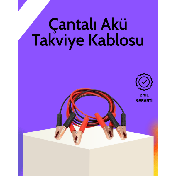 Akü Takviye Kablosu 1200A İzoleli Büyük Maşalı 2m Dayanıklı