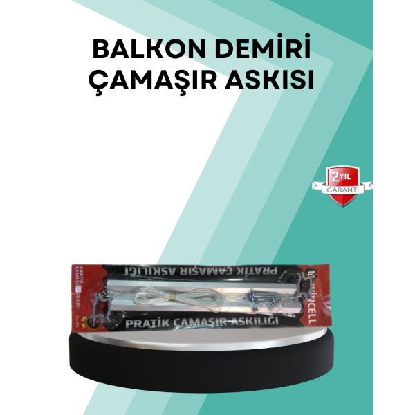 Kare Küpeşte Uyumlu Balkon Çamaşır Askısı 25x60 cm Beyaz Pratik