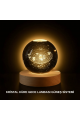 Ahşap Standlı LED Kristal Küre Lazer İşlemeli Dekoratif Obje
