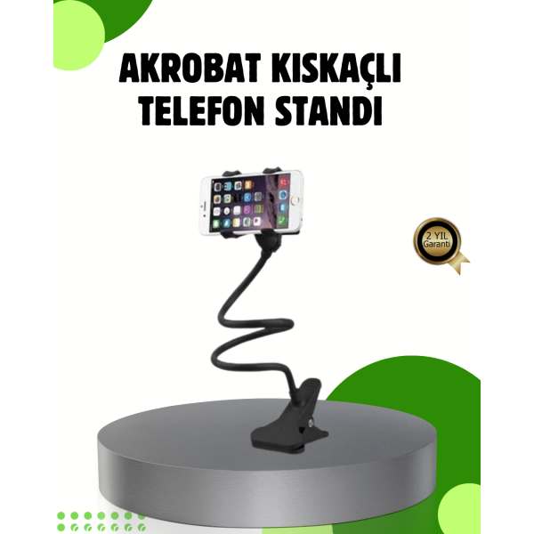 Akrobat Masaüstü Mandallı Telefon Tutucu 360 Derece Dönebilen