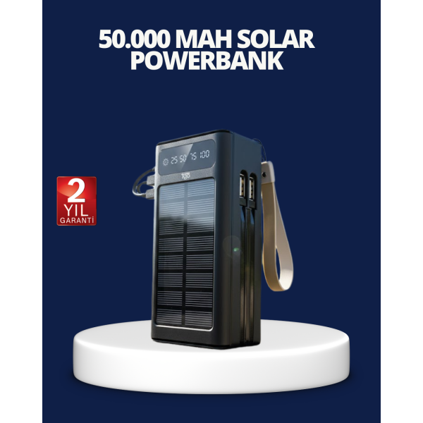 Güneş Panelli Powerbank LED Işıklı Taşınabilir Şarj Cihazı