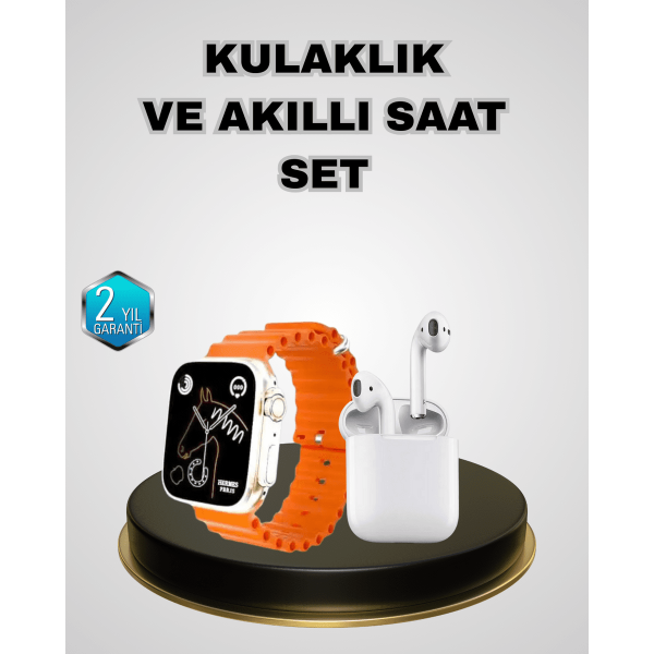 Akıllı Saat ve Kablosuz Kulaklık iOS Android Uyumlu Teknoloji Seti