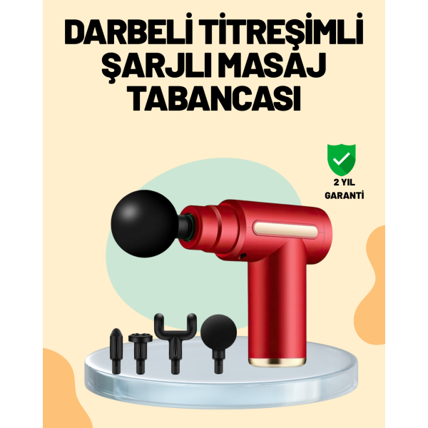 Kas Gevşetici Masaj Tabancası 4 Başlık ve Ayarlanabilir Hız