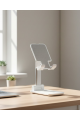 Ayarlanabilir Ergonomik Katlanabilir Masaüstü Telefon Tutucu Beyaz