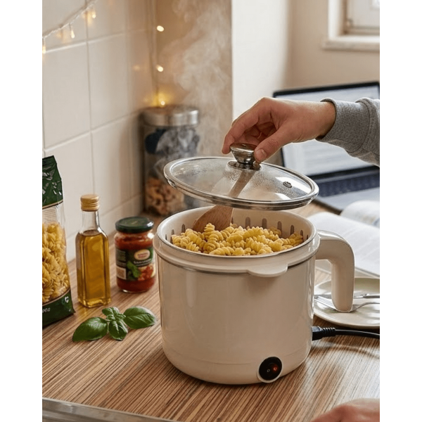 Elektrikli Mini Tencere 1 Litre Çorba Pilav Makarna Pişirici Çok Fonksiyonlu