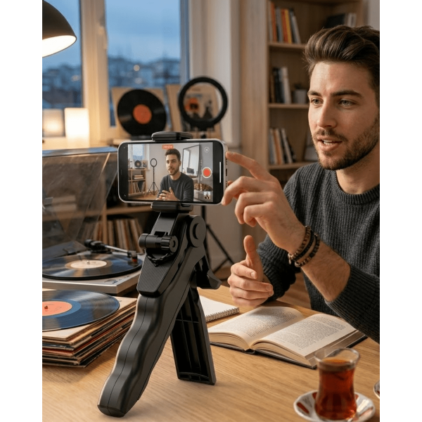 Telefon Tripodu Masaüstü Stand 360 Derece Dönebilen Telefon Tutucu