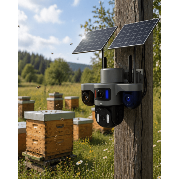 Güneş Enerjili Yayla Kamerası 4G SIM Kartlı 3 Lensli Bahçe Güvenlik Kamerası 2 Yıl Garantili