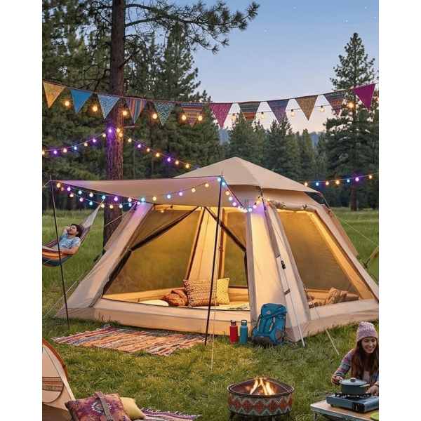 Güneşlikli Kamp Çadırı 240x240x160 cm 6 Kişilik Kolay Kurulum Outdoor